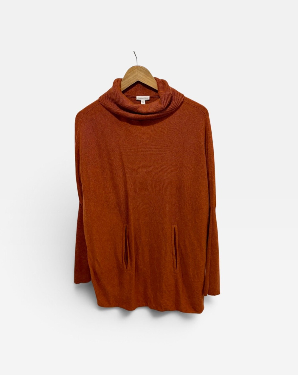 Garnet Hill Oversized Turtleneck Sweater Cashmere/Wool Women's Large Orange